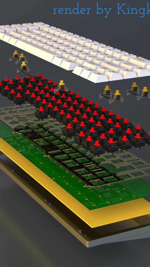 Exploded Internals Of A Keyboard